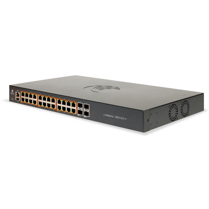 Cambium cnMatrix EX1028 Intelligent Ethernet Switch 24x 1-Gbps and 4x 1-Gbps SFP fiber ports - No power cord, USA Only