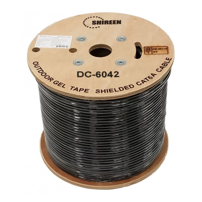 Shireen Outdoor Cat6A 10GbE 750MHz FTP UV Rated with Shielded Dry Gel Tape (1000ft) [DC-6042]