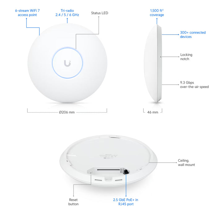 Ubiquiti U7 Pro Access Point US (5-Pack) [U7-Pro-5-US]