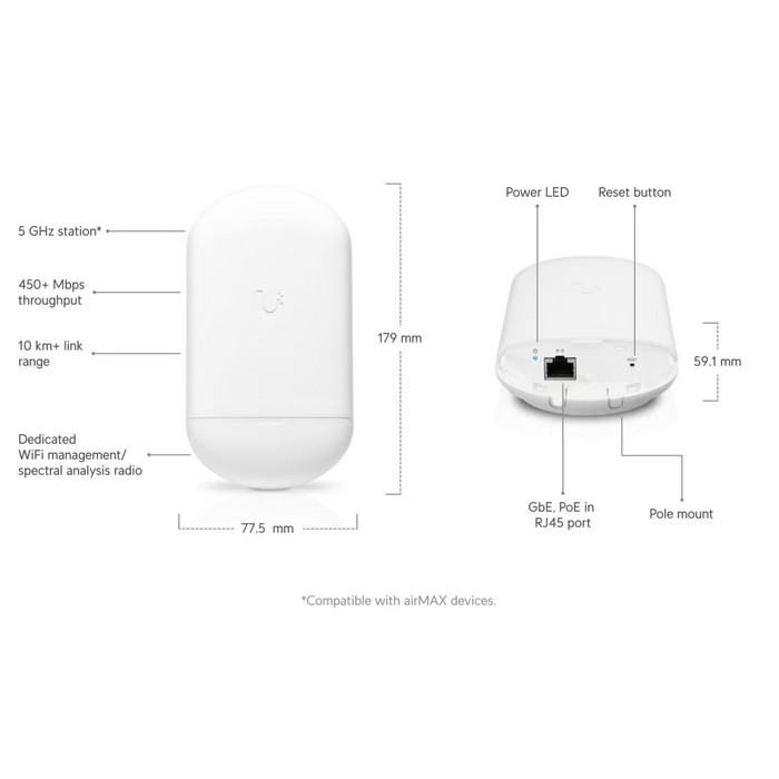 Ubiquiti airMAX NanoStation AC Loco 5GHz Radio (5-Pack) US [LOCO5AC-5-US]